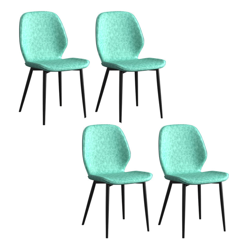 Leather Contemporary Wingback Side Chair Kitchen Dining Chair With Metal Legs Aqua Set of 4 Clearhalo ' kitchen&dining_furn' 'Dining Chairs' 'Dining Tables & Seating' 'dining_chair' 'Furniture' 'furniture_dining_chair' 'Kitchen & Dining Furniture' 'kitchen' 3453960
