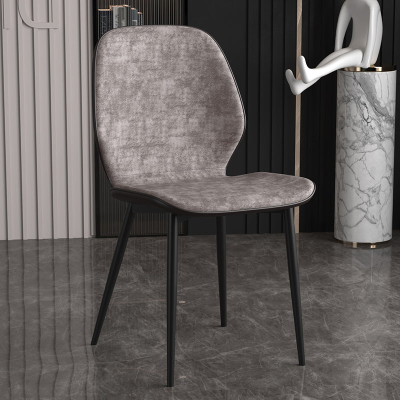 Leather Contemporary Wingback Side Chair Kitchen Dining Chair With Metal Legs Silver Gray 1 Piece Clearhalo ' kitchen&dining_furn' 'Dining Chairs' 'Dining Tables & Seating' 'dining_chair' 'Furniture' 'furniture_dining_chair' 'Kitchen & Dining Furniture' 'kitchen' 3453961