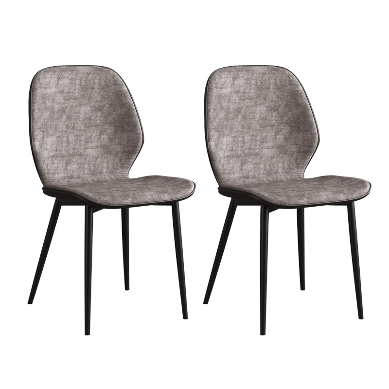 Leather Contemporary Wingback Side Chair Kitchen Dining Chair With Metal Legs Silver Gray Set of 2 Clearhalo ' kitchen&dining_furn' 'Dining Chairs' 'Dining Tables & Seating' 'dining_chair' 'Furniture' 'furniture_dining_chair' 'Kitchen & Dining Furniture' 'kitchen' 3453962