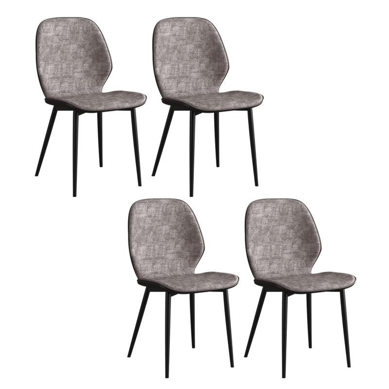 Leather Contemporary Wingback Side Chair Kitchen Dining Chair With Metal Legs Silver Gray Set of 4 Clearhalo ' kitchen&dining_furn' 'Dining Chairs' 'Dining Tables & Seating' 'dining_chair' 'Furniture' 'furniture_dining_chair' 'Kitchen & Dining Furniture' 'kitchen' 3453963