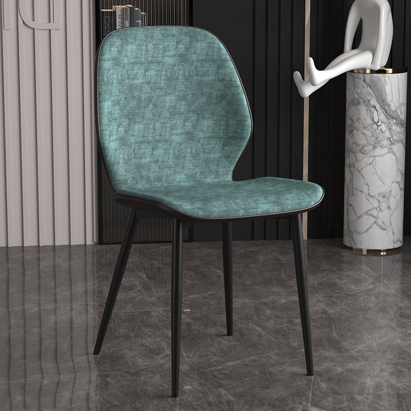 Leather Contemporary Wingback Side Chair Kitchen Dining Chair With Metal Legs Green 1 Piece Clearhalo ' kitchen&dining_furn' 'Dining Chairs' 'Dining Tables & Seating' 'dining_chair' 'Furniture' 'furniture_dining_chair' 'Kitchen & Dining Furniture' 'kitchen' 3453964