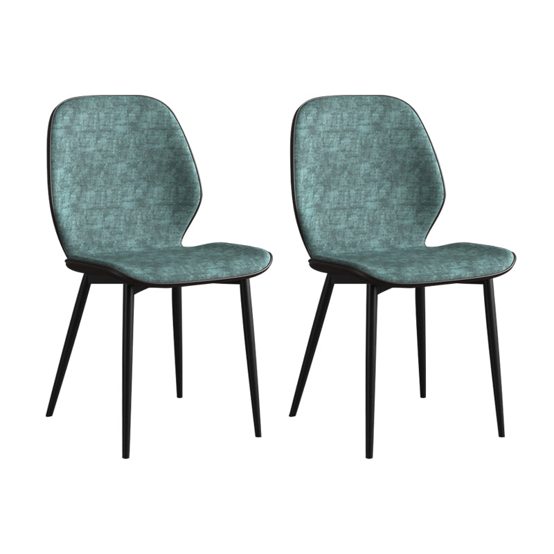 Leather Contemporary Wingback Side Chair Kitchen Dining Chair With Metal Legs Green Set of 2 Clearhalo ' kitchen&dining_furn' 'Dining Chairs' 'Dining Tables & Seating' 'dining_chair' 'Furniture' 'furniture_dining_chair' 'Kitchen & Dining Furniture' 'kitchen' 3453965