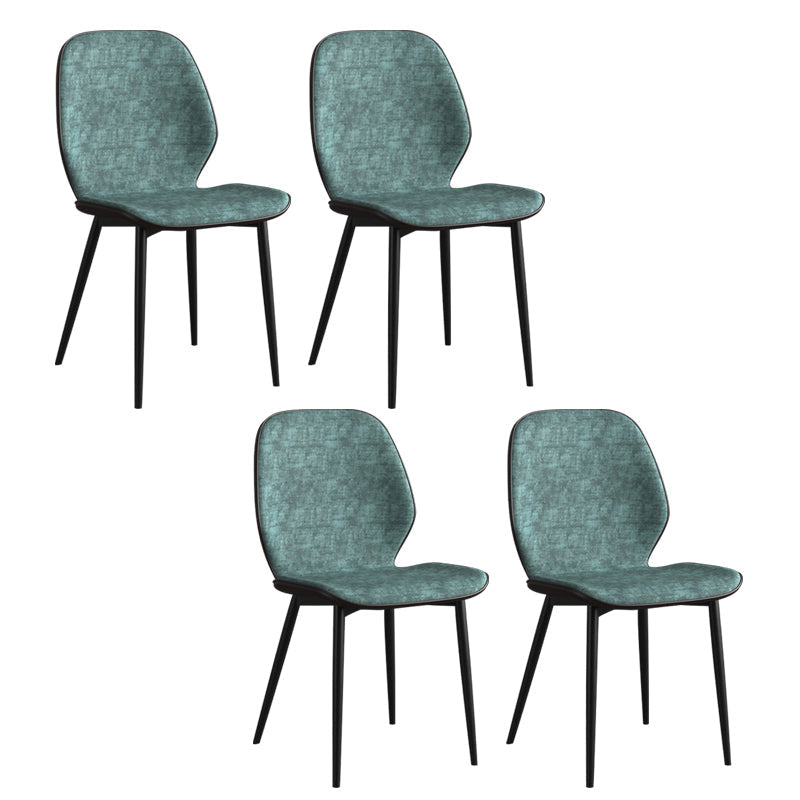 Leather Contemporary Wingback Side Chair Kitchen Dining Chair With Metal Legs Green Set of 4 Clearhalo ' kitchen&dining_furn' 'Dining Chairs' 'Dining Tables & Seating' 'dining_chair' 'Furniture' 'furniture_dining_chair' 'Kitchen & Dining Furniture' 'kitchen' 3453966