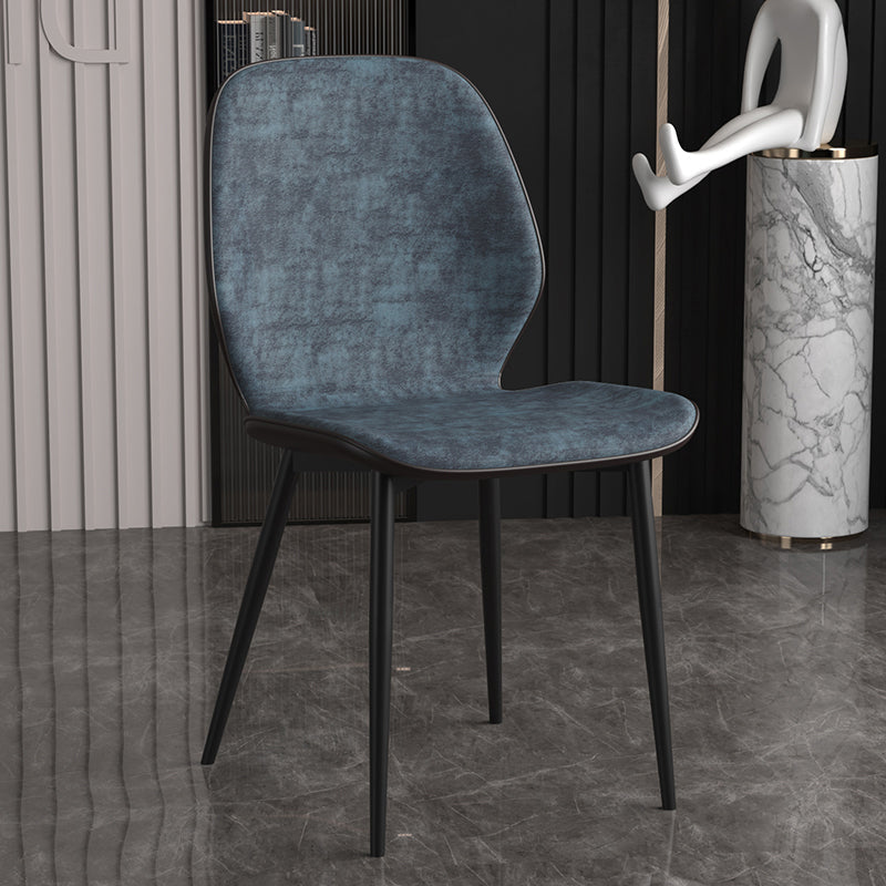Leather Contemporary Wingback Side Chair Kitchen Dining Chair With Metal Legs Blue 1 Piece Clearhalo ' kitchen&dining_furn' 'Dining Chairs' 'Dining Tables & Seating' 'dining_chair' 'Furniture' 'furniture_dining_chair' 'Kitchen & Dining Furniture' 'kitchen' 3453967