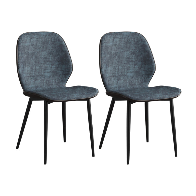 Leather Contemporary Wingback Side Chair Kitchen Dining Chair With Metal Legs Blue Set of 2 Clearhalo ' kitchen&dining_furn' 'Dining Chairs' 'Dining Tables & Seating' 'dining_chair' 'Furniture' 'furniture_dining_chair' 'Kitchen & Dining Furniture' 'kitchen' 3453968