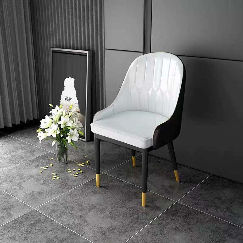 Glam Style Faux Leather Chair Parsons Dining Chair for Home with Black Legs White 1 Piece Clearhalo ' kitchen&dining_furn' 'Dining Chairs' 'Dining Tables & Seating' 'dining_chair' 'Furniture' 'furniture_dining_chair' 'Kitchen & Dining Furniture' 'kitchen' 3454015