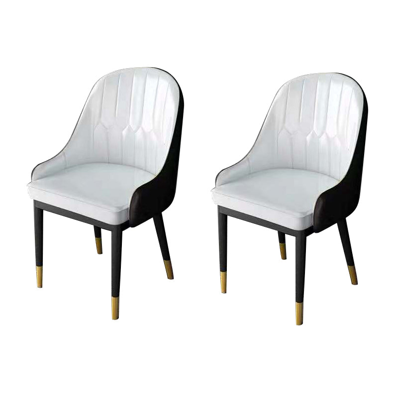 Glam Style Faux Leather Chair Parsons Dining Chair for Home with Black Legs White Set of 2 Clearhalo ' kitchen&dining_furn' 'Dining Chairs' 'Dining Tables & Seating' 'dining_chair' 'Furniture' 'furniture_dining_chair' 'Kitchen & Dining Furniture' 'kitchen' 3454017