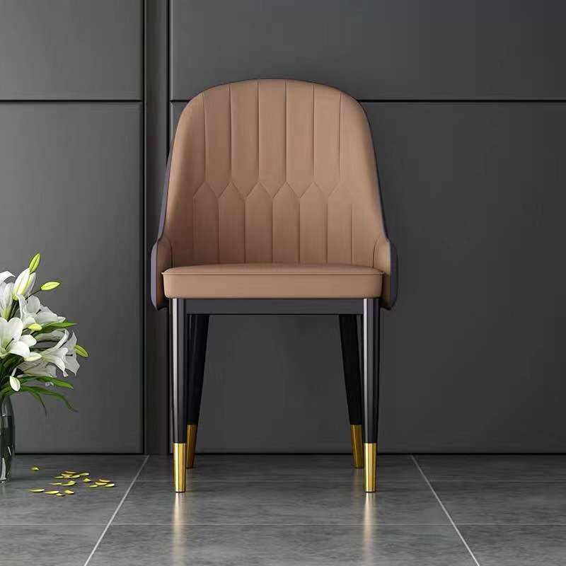 Glam Style Faux Leather Chair Parsons Dining Chair for Home with Black Legs Clearhalo ' kitchen&dining_furn' 'Dining Chairs' 'Dining Tables & Seating' 'dining_chair' 'Furniture' 'furniture_dining_chair' 'Kitchen & Dining Furniture' 'kitchen' 3454018