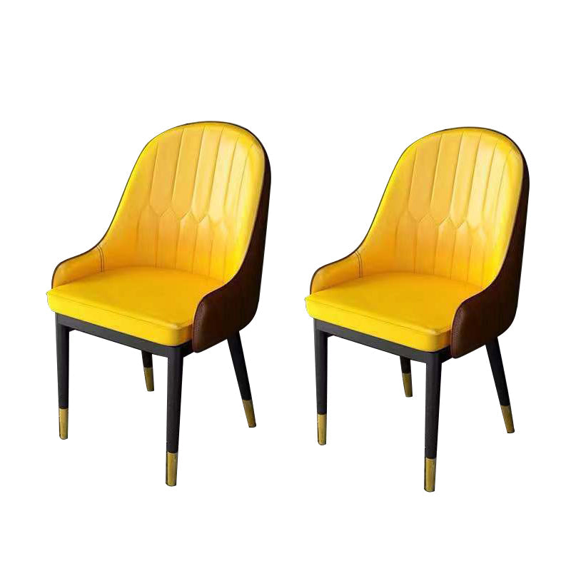 Glam Style Faux Leather Chair Parsons Dining Chair for Home with Black Legs Yellow Set of 2 Clearhalo ' kitchen&dining_furn' 'Dining Chairs' 'Dining Tables & Seating' 'dining_chair' 'Furniture' 'furniture_dining_chair' 'Kitchen & Dining Furniture' 'kitchen' 3454020