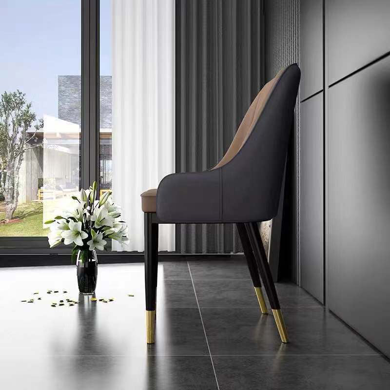 Glam Style Faux Leather Chair Parsons Dining Chair for Home with Black Legs Clearhalo ' kitchen&dining_furn' 'Dining Chairs' 'Dining Tables & Seating' 'dining_chair' 'Furniture' 'furniture_dining_chair' 'Kitchen & Dining Furniture' 'kitchen' 3454021