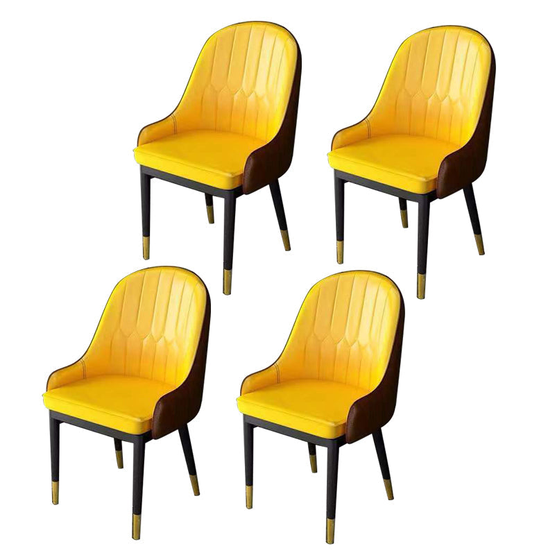 Glam Style Faux Leather Chair Parsons Dining Chair for Home with Black Legs Yellow Set of 4 Clearhalo ' kitchen&dining_furn' 'Dining Chairs' 'Dining Tables & Seating' 'dining_chair' 'Furniture' 'furniture_dining_chair' 'Kitchen & Dining Furniture' 'kitchen' 3454023