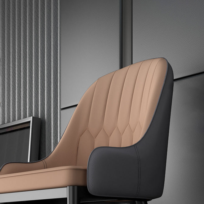 Glam Style Faux Leather Chair Parsons Dining Chair for Home with Black Legs Clearhalo ' kitchen&dining_furn' 'Dining Chairs' 'Dining Tables & Seating' 'dining_chair' 'Furniture' 'furniture_dining_chair' 'Kitchen & Dining Furniture' 'kitchen' 3454027