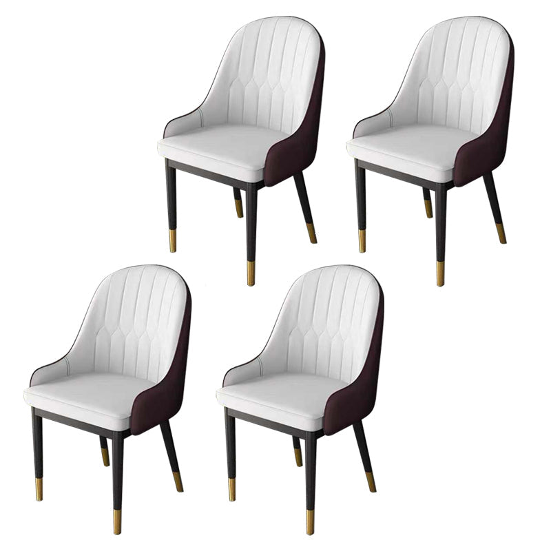 Glam Style Faux Leather Chair Parsons Dining Chair for Home with Black Legs White-Brown Set of 4 Clearhalo ' kitchen&dining_furn' 'Dining Chairs' 'Dining Tables & Seating' 'dining_chair' 'Furniture' 'furniture_dining_chair' 'Kitchen & Dining Furniture' 'kitchen' 3454029