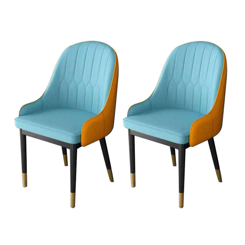 Glam Style Faux Leather Chair Parsons Dining Chair for Home with Black Legs Blue Set of 2 Clearhalo ' kitchen&dining_furn' 'Dining Chairs' 'Dining Tables & Seating' 'dining_chair' 'Furniture' 'furniture_dining_chair' 'Kitchen & Dining Furniture' 'kitchen' 3454032