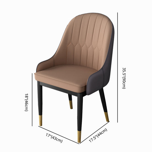 Glam Style Faux Leather Chair Parsons Dining Chair for Home with Black Legs Clearhalo ' kitchen&dining_furn' 'Dining Chairs' 'Dining Tables & Seating' 'dining_chair' 'Furniture' 'furniture_dining_chair' 'Kitchen & Dining Furniture' 'kitchen' 3454033