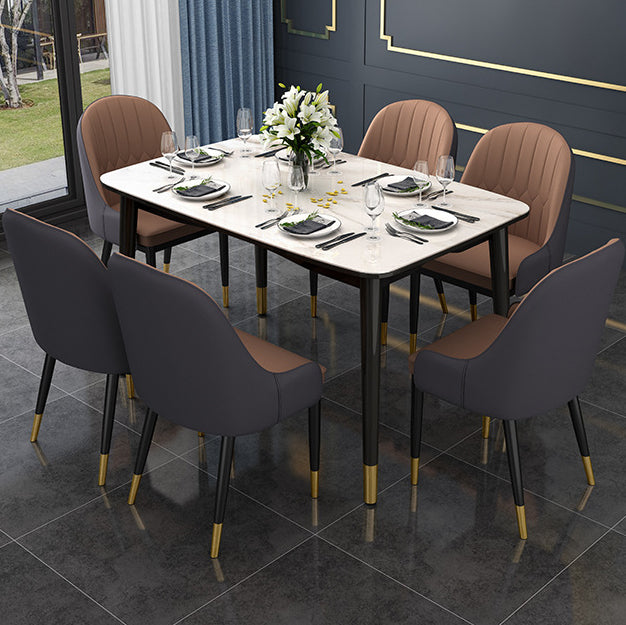 Glam Style Faux Leather Chair Parsons Dining Chair for Home with Black Legs Clearhalo ' kitchen&dining_furn' 'Dining Chairs' 'Dining Tables & Seating' 'dining_chair' 'Furniture' 'furniture_dining_chair' 'Kitchen & Dining Furniture' 'kitchen' 3454034
