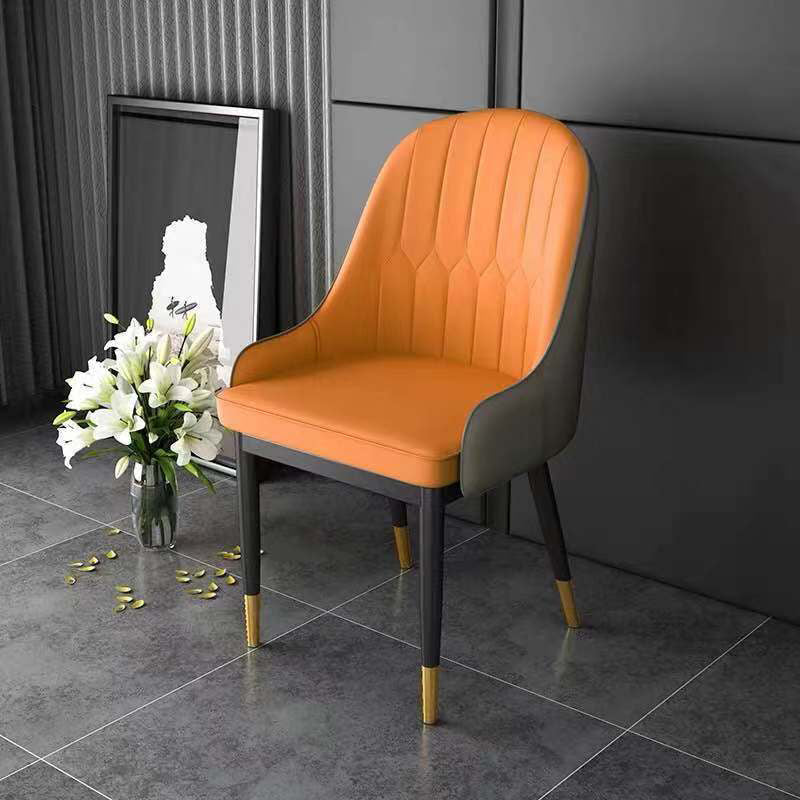 Glam Style Faux Leather Chair Parsons Dining Chair for Home with Black Legs Orange 1 Piece Clearhalo ' kitchen&dining_furn' 'Dining Chairs' 'Dining Tables & Seating' 'dining_chair' 'Furniture' 'furniture_dining_chair' 'Kitchen & Dining Furniture' 'kitchen' 3454036