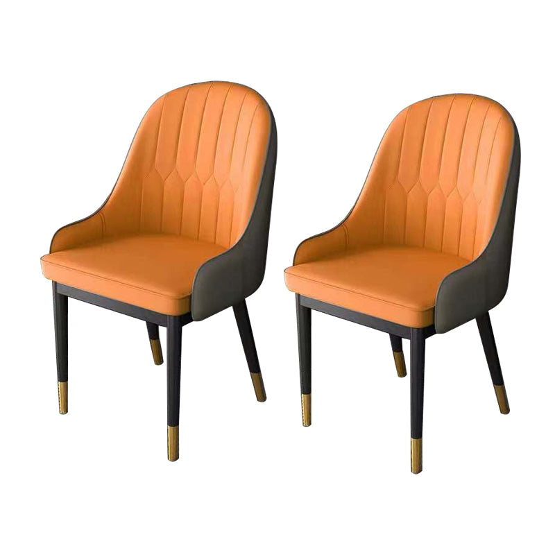 Glam Style Faux Leather Chair Parsons Dining Chair for Home with Black Legs Orange Set of 2 Clearhalo ' kitchen&dining_furn' 'Dining Chairs' 'Dining Tables & Seating' 'dining_chair' 'Furniture' 'furniture_dining_chair' 'Kitchen & Dining Furniture' 'kitchen' 3454037