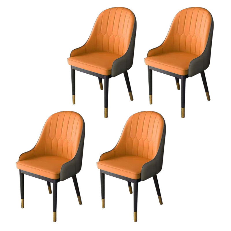 Glam Style Faux Leather Chair Parsons Dining Chair for Home with Black Legs Orange Set of 4 Clearhalo ' kitchen&dining_furn' 'Dining Chairs' 'Dining Tables & Seating' 'dining_chair' 'Furniture' 'furniture_dining_chair' 'Kitchen & Dining Furniture' 'kitchen' 3454038