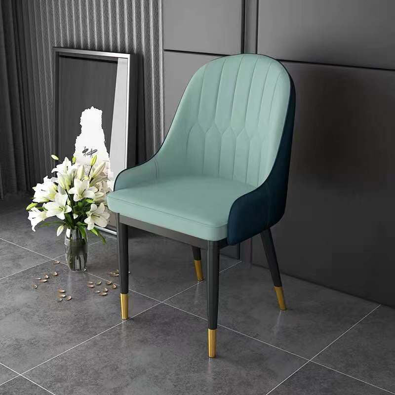 Glam Style Faux Leather Chair Parsons Dining Chair for Home with Black Legs Light Green 1 Piece Clearhalo ' kitchen&dining_furn' 'Dining Chairs' 'Dining Tables & Seating' 'dining_chair' 'Furniture' 'furniture_dining_chair' 'Kitchen & Dining Furniture' 'kitchen' 3454039