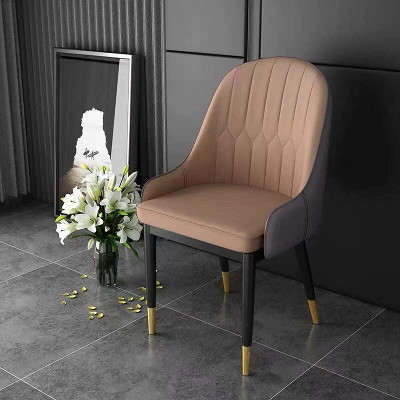 Glam Style Faux Leather Chair Parsons Dining Chair for Home with Black Legs Brown 1 Piece Clearhalo ' kitchen&dining_furn' 'Dining Chairs' 'Dining Tables & Seating' 'dining_chair' 'Furniture' 'furniture_dining_chair' 'Kitchen & Dining Furniture' 'kitchen' 3454042