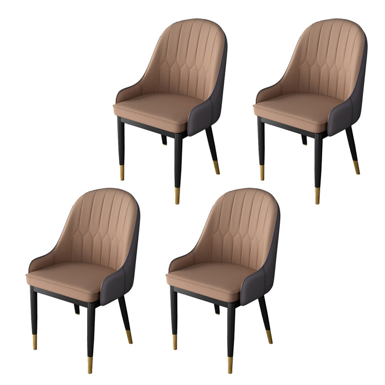 Glam Style Faux Leather Chair Parsons Dining Chair for Home with Black Legs Brown Set of 4 Clearhalo ' kitchen&dining_furn' 'Dining Chairs' 'Dining Tables & Seating' 'dining_chair' 'Furniture' 'furniture_dining_chair' 'Kitchen & Dining Furniture' 'kitchen' 3454044