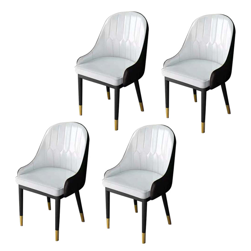 Glam Style Faux Leather Chair Parsons Dining Chair for Home with Black Legs White Set of 4 Clearhalo ' kitchen&dining_furn' 'Dining Chairs' 'Dining Tables & Seating' 'dining_chair' 'Furniture' 'furniture_dining_chair' 'Kitchen & Dining Furniture' 'kitchen' 3454045