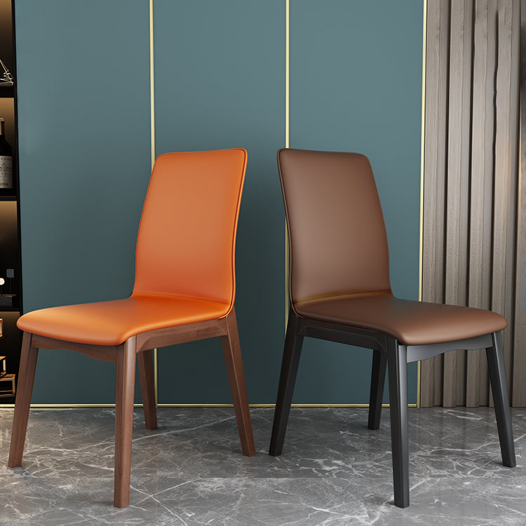 Modern Kitchen Leather Square Dining Chairs Parsons Chair with Wood Legs Clearhalo ' kitchen&dining_furn' 'Dining Chairs' 'Dining Tables & Seating' 'dining_chair' 'Furniture' 'furniture_dining_chair' 'Kitchen & Dining Furniture' 'kitchen' 3454046
