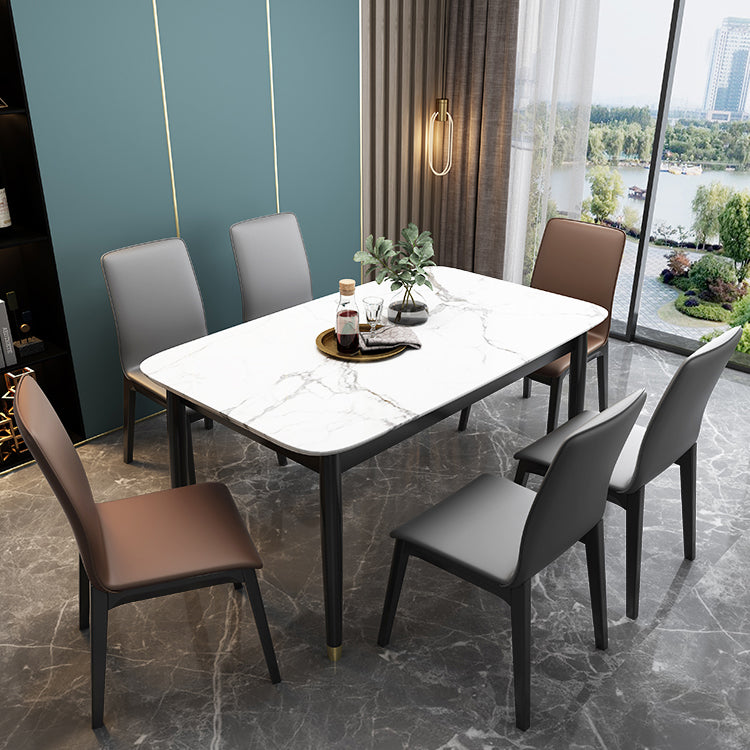 Modern Kitchen Leather Square Dining Chairs Parsons Chair with Wood Legs Clearhalo ' kitchen&dining_furn' 'Dining Chairs' 'Dining Tables & Seating' 'dining_chair' 'Furniture' 'furniture_dining_chair' 'Kitchen & Dining Furniture' 'kitchen' 3454048