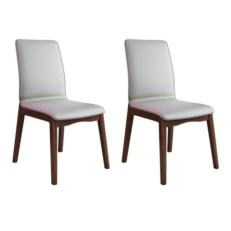 Modern Kitchen Leather Square Dining Chairs Parsons Chair with Wood Legs Light Gray Walnut Set of 2 Clearhalo ' kitchen&dining_furn' 'Dining Chairs' 'Dining Tables & Seating' 'dining_chair' 'Furniture' 'furniture_dining_chair' 'Kitchen & Dining Furniture' 'kitchen' 3454049