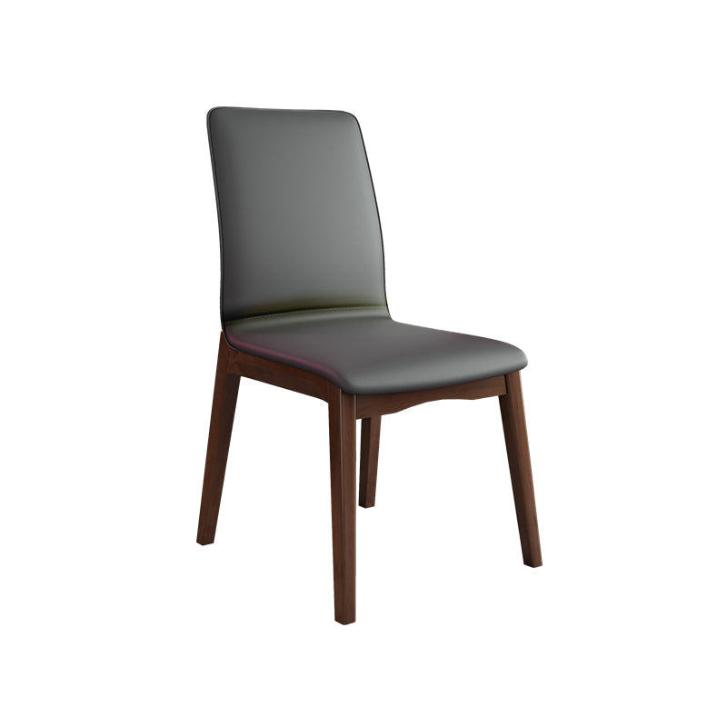 Modern Kitchen Leather Square Dining Chairs Parsons Chair with Wood Legs Dark Gray Walnut 1 Piece Clearhalo ' kitchen&dining_furn' 'Dining Chairs' 'Dining Tables & Seating' 'dining_chair' 'Furniture' 'furniture_dining_chair' 'Kitchen & Dining Furniture' 'kitchen' 3454052