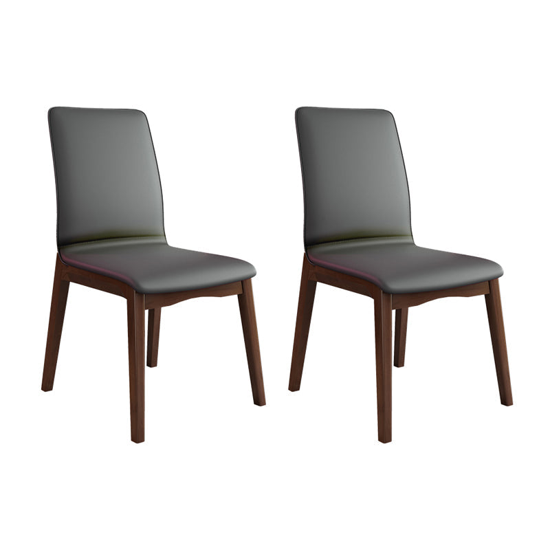 Modern Kitchen Leather Square Dining Chairs Parsons Chair with Wood Legs Dark Gray Walnut Set of 2 Clearhalo ' kitchen&dining_furn' 'Dining Chairs' 'Dining Tables & Seating' 'dining_chair' 'Furniture' 'furniture_dining_chair' 'Kitchen & Dining Furniture' 'kitchen' 3454055