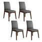 Modern Kitchen Leather Square Dining Chairs Parsons Chair with Wood Legs Dark Gray Walnut Set of 4 Clearhalo ' kitchen&dining_furn' 'Dining Chairs' 'Dining Tables & Seating' 'dining_chair' 'Furniture' 'furniture_dining_chair' 'Kitchen & Dining Furniture' 'kitchen' 3454057