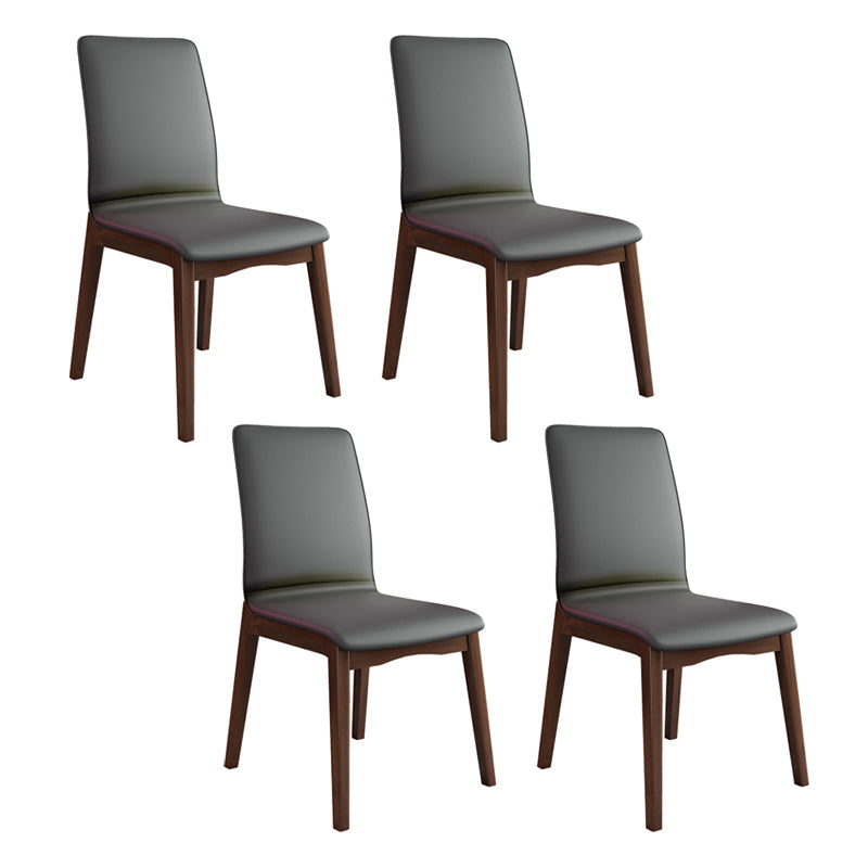 Modern Kitchen Leather Square Dining Chairs Parsons Chair with Wood Legs Dark Gray Walnut Set of 4 Clearhalo ' kitchen&dining_furn' 'Dining Chairs' 'Dining Tables & Seating' 'dining_chair' 'Furniture' 'furniture_dining_chair' 'Kitchen & Dining Furniture' 'kitchen' 3454057