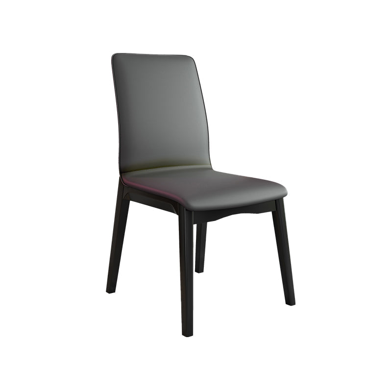 Modern Kitchen Leather Square Dining Chairs Parsons Chair with Wood Legs Dark Gray Black 1 Piece Clearhalo ' kitchen&dining_furn' 'Dining Chairs' 'Dining Tables & Seating' 'dining_chair' 'Furniture' 'furniture_dining_chair' 'Kitchen & Dining Furniture' 'kitchen' 3454058