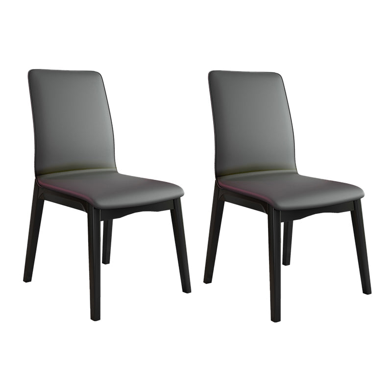 Modern Kitchen Leather Square Dining Chairs Parsons Chair with Wood Legs Dark Gray Black Set of 2 Clearhalo ' kitchen&dining_furn' 'Dining Chairs' 'Dining Tables & Seating' 'dining_chair' 'Furniture' 'furniture_dining_chair' 'Kitchen & Dining Furniture' 'kitchen' 3454060