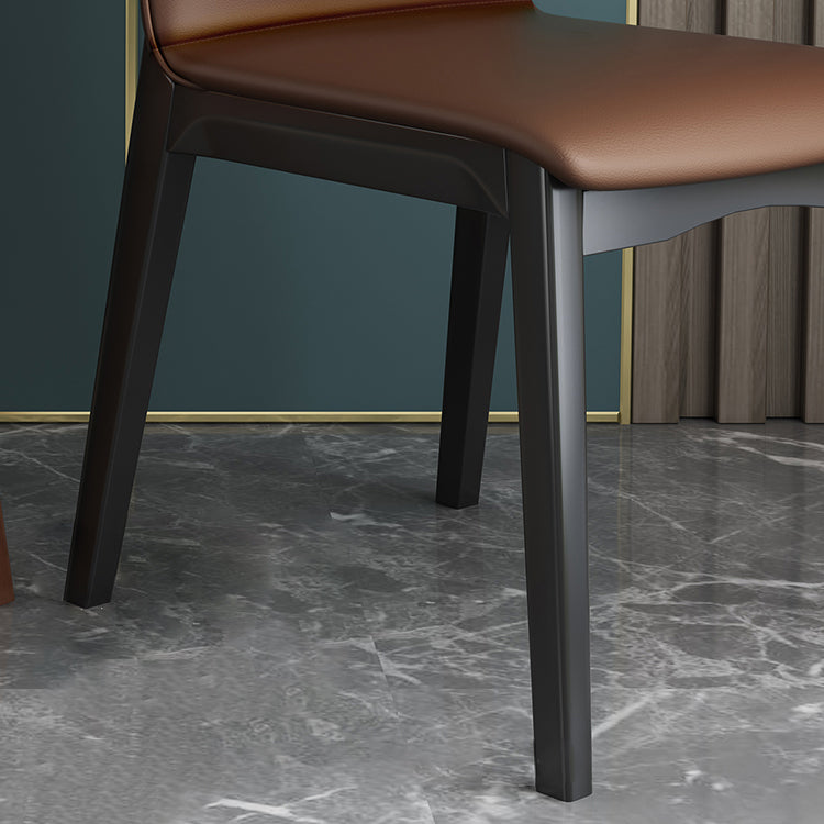 Modern Kitchen Leather Square Dining Chairs Parsons Chair with Wood Legs Clearhalo ' kitchen&dining_furn' 'Dining Chairs' 'Dining Tables & Seating' 'dining_chair' 'Furniture' 'furniture_dining_chair' 'Kitchen & Dining Furniture' 'kitchen' 3454061