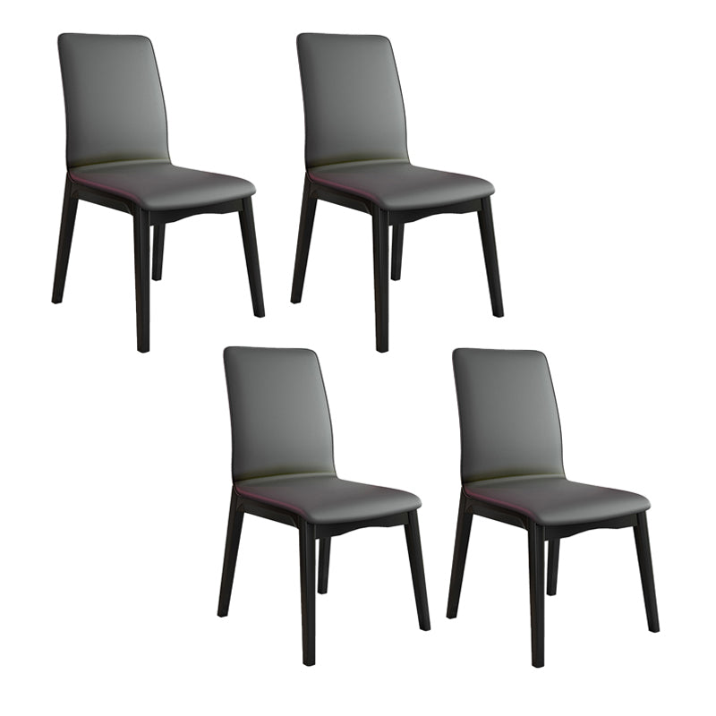 Modern Kitchen Leather Square Dining Chairs Parsons Chair with Wood Legs Dark Gray Black Set of 4 Clearhalo ' kitchen&dining_furn' 'Dining Chairs' 'Dining Tables & Seating' 'dining_chair' 'Furniture' 'furniture_dining_chair' 'Kitchen & Dining Furniture' 'kitchen' 3454062