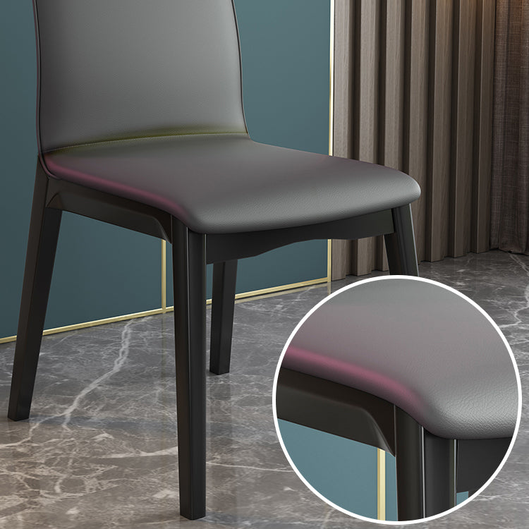 Modern Kitchen Leather Square Dining Chairs Parsons Chair with Wood Legs Clearhalo ' kitchen&dining_furn' 'Dining Chairs' 'Dining Tables & Seating' 'dining_chair' 'Furniture' 'furniture_dining_chair' 'Kitchen & Dining Furniture' 'kitchen' 3454063