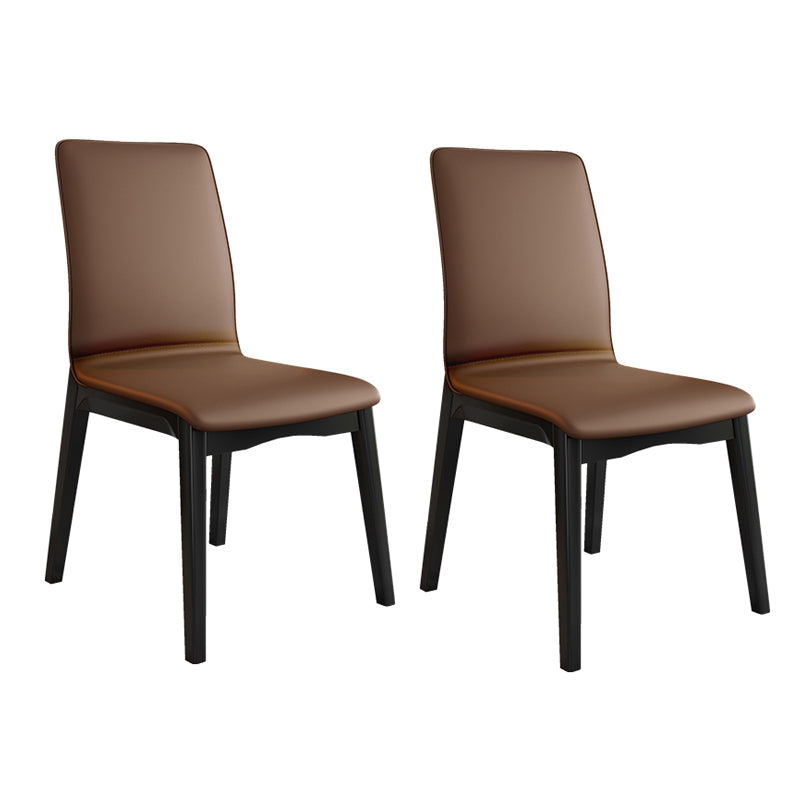 Modern Kitchen Leather Square Dining Chairs Parsons Chair with Wood Legs Coffee Black Set of 2 Clearhalo ' kitchen&dining_furn' 'Dining Chairs' 'Dining Tables & Seating' 'dining_chair' 'Furniture' 'furniture_dining_chair' 'Kitchen & Dining Furniture' 'kitchen' 3454067