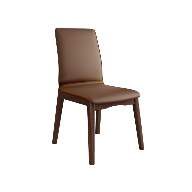 Modern Kitchen Leather Square Dining Chairs Parsons Chair with Wood Legs Coffee Walnut 1 Piece Clearhalo ' kitchen&dining_furn' 'Dining Chairs' 'Dining Tables & Seating' 'dining_chair' 'Furniture' 'furniture_dining_chair' 'Kitchen & Dining Furniture' 'kitchen' 3454069