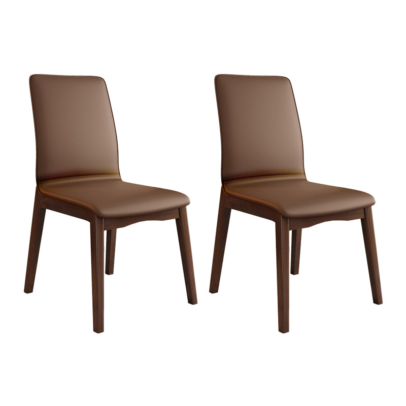 Modern Kitchen Leather Square Dining Chairs Parsons Chair with Wood Legs Coffee Walnut Set of 2 Clearhalo ' kitchen&dining_furn' 'Dining Chairs' 'Dining Tables & Seating' 'dining_chair' 'Furniture' 'furniture_dining_chair' 'Kitchen & Dining Furniture' 'kitchen' 3454070