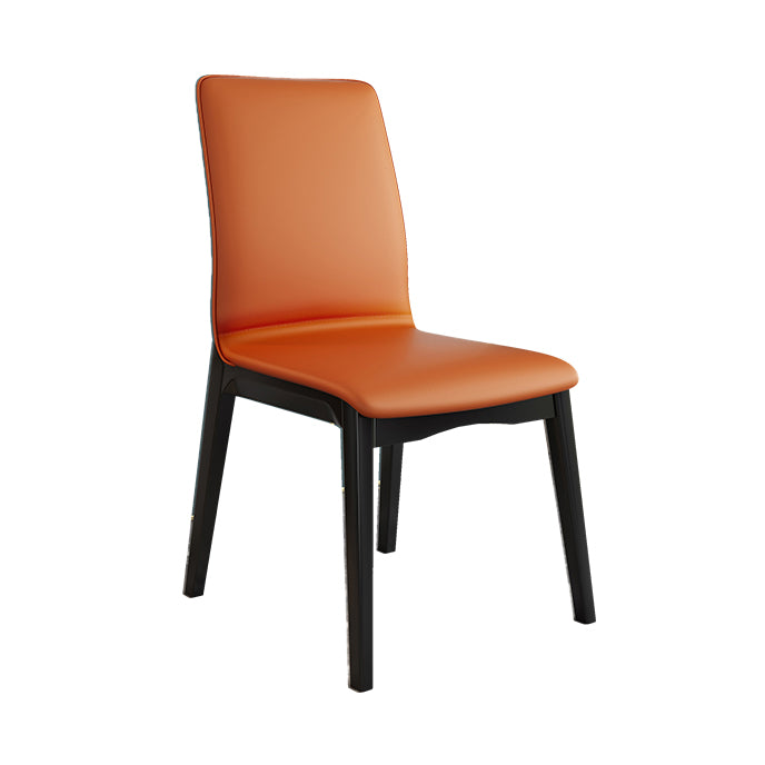 Modern Kitchen Leather Square Dining Chairs Parsons Chair with Wood Legs Orange Black 1 Piece Clearhalo ' kitchen&dining_furn' 'Dining Chairs' 'Dining Tables & Seating' 'dining_chair' 'Furniture' 'furniture_dining_chair' 'Kitchen & Dining Furniture' 'kitchen' 3454072