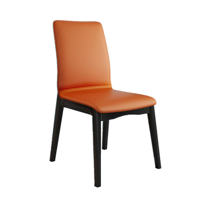 Modern Kitchen Leather Square Dining Chairs Parsons Chair with Wood Legs Orange Black 1 Piece Clearhalo ' kitchen&dining_furn' 'Dining Chairs' 'Dining Tables & Seating' 'dining_chair' 'Furniture' 'furniture_dining_chair' 'Kitchen & Dining Furniture' 'kitchen' 3454072