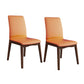 Modern Kitchen Leather Square Dining Chairs Parsons Chair with Wood Legs Orange Walnut Set of 2 Clearhalo ' kitchen&dining_furn' 'Dining Chairs' 'Dining Tables & Seating' 'dining_chair' 'Furniture' 'furniture_dining_chair' 'Kitchen & Dining Furniture' 'kitchen' 3454076