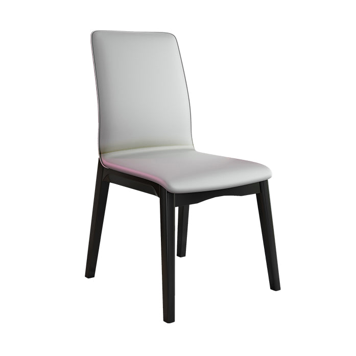 Modern Kitchen Leather Square Dining Chairs Parsons Chair with Wood Legs Light Gray Black 1 Piece Clearhalo ' kitchen&dining_furn' 'Dining Chairs' 'Dining Tables & Seating' 'dining_chair' 'Furniture' 'furniture_dining_chair' 'Kitchen & Dining Furniture' 'kitchen' 3454078