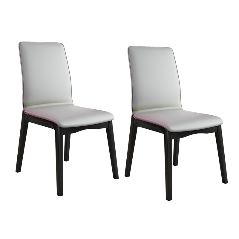 Modern Kitchen Leather Square Dining Chairs Parsons Chair with Wood Legs Light Gray Black Set of 2 Clearhalo ' kitchen&dining_furn' 'Dining Chairs' 'Dining Tables & Seating' 'dining_chair' 'Furniture' 'furniture_dining_chair' 'Kitchen & Dining Furniture' 'kitchen' 3454079