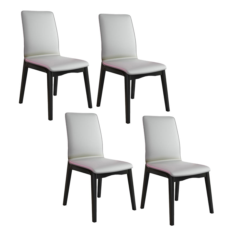 Modern Kitchen Leather Square Dining Chairs Parsons Chair with Wood Legs Light Gray Black Set of 4 Clearhalo ' kitchen&dining_furn' 'Dining Chairs' 'Dining Tables & Seating' 'dining_chair' 'Furniture' 'furniture_dining_chair' 'Kitchen & Dining Furniture' 'kitchen' 3454080