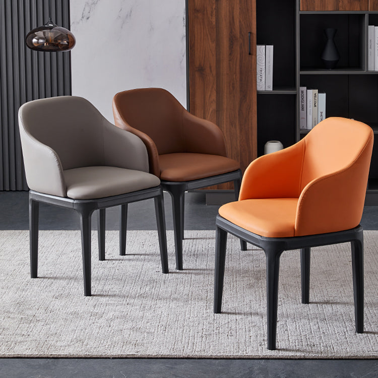 Faux Leather Contemporary Dining Room Chair Metallic Finish Solid Back Dining Chair Clearhalo ' kitchen&dining_furn' 'Dining Chairs' 'Dining Tables & Seating' 'dining_chair' 'Furniture' 'furniture_dining_chair' 'Kitchen & Dining Furniture' 'kitchen' 3454081