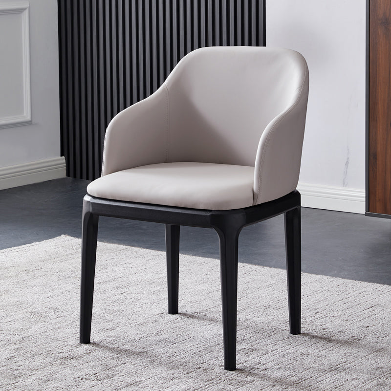 Faux Leather Contemporary Dining Room Chair Metallic Finish Solid Back Dining Chair Light Gray 1 Piece Clearhalo ' kitchen&dining_furn' 'Dining Chairs' 'Dining Tables & Seating' 'dining_chair' 'Furniture' 'furniture_dining_chair' 'Kitchen & Dining Furniture' 'kitchen' 3454082